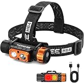 TUOWEE Headlamp Rechargeable with Red Light, Brightness Dial, 1500 Lumens | 5 Light Modes Detachable LED Head Lamp with Magnetic Base, 180&deg; Adjustable Beam, USB-C, Head Light for Work, Hiking &amp; Camping