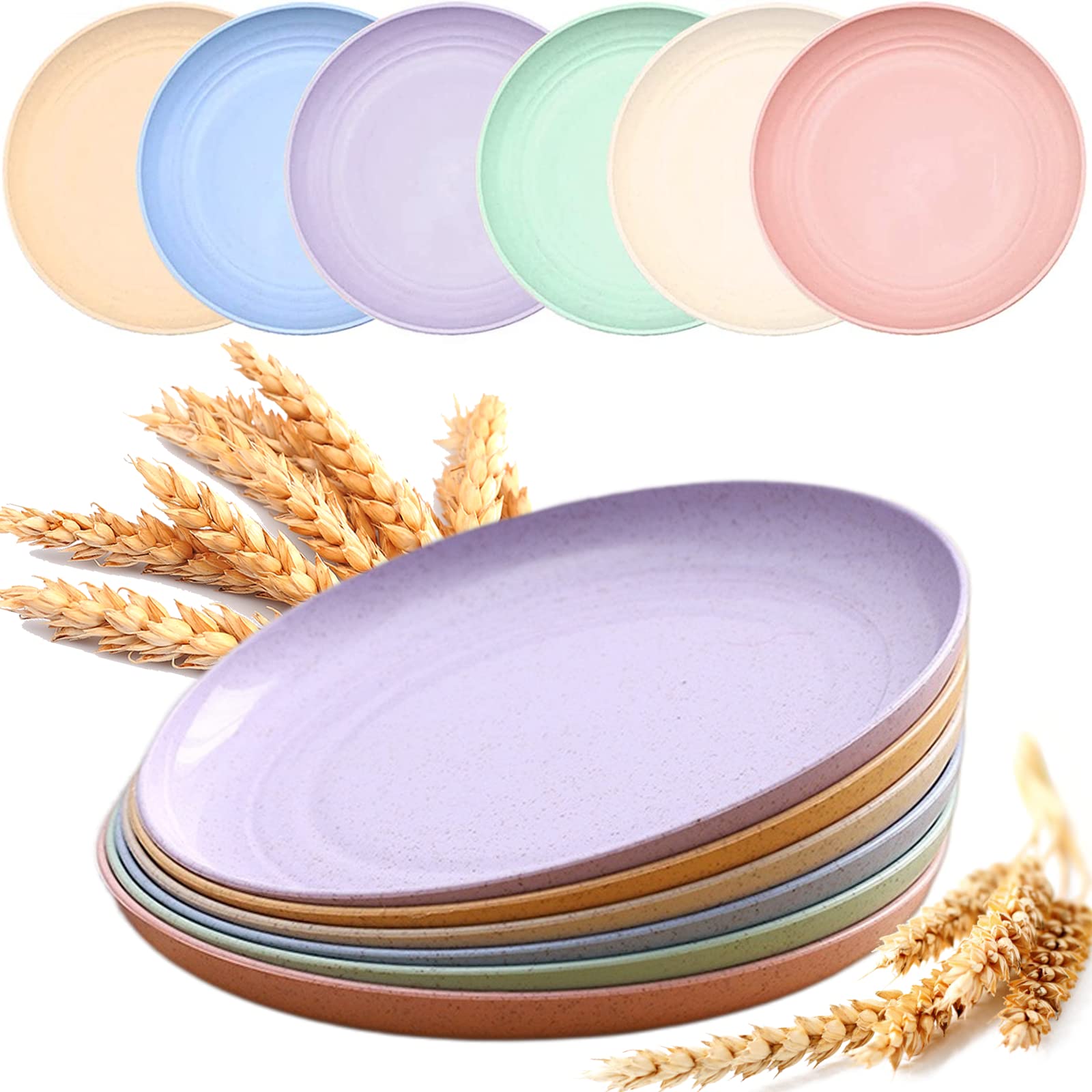 Photo 1 of Mfacoy 6 Pack Unbreakable Dinner Plates, 10 Inch Wheat Straw, Reusable Deep Plastic, Lightweight for Camping/Kitchen, Dishwasher & Microwave Safe, Kids-Toddler & Adult