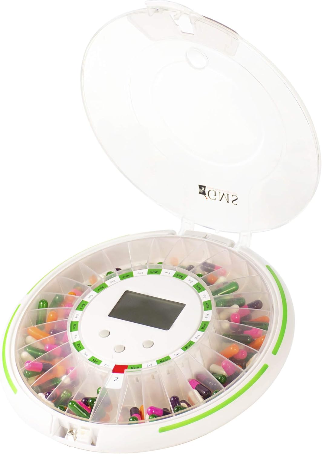 GMS 28 Day Automatic Pill Dispenser Dosage Reminder for up to 6 Alarms a Day with Flashing Light and Locked Cover - Standard Edition: Health & Personal Care