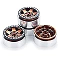QUE-T 4pcs 1.9inch Beadlock Wheel Rims, Metal Wheel Hub for 1/10 RC Axial SCX10 90046 AXI03007 TRX4 CC01 RC Car (Brown & Black)