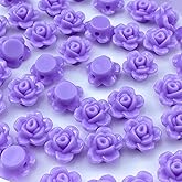 LIMAOLLY 200pcs Acrylic Rose Flower Beads Candy Color Flat Back Spacer Beads Loose Pastel Colorful Decor for DIY Crafts Jewelry Making Bracelet Necklace Earrings(Violet)