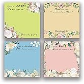RAINBAM Floral Bible Verse 4-Pad/200 Sheets 3x3 Sticky Notes Set, Adorable Memo Pads with High-Adhesive, Reusable Tearable Post it Notes for Journal Planners Office School Home, Bulk Stationery Gift