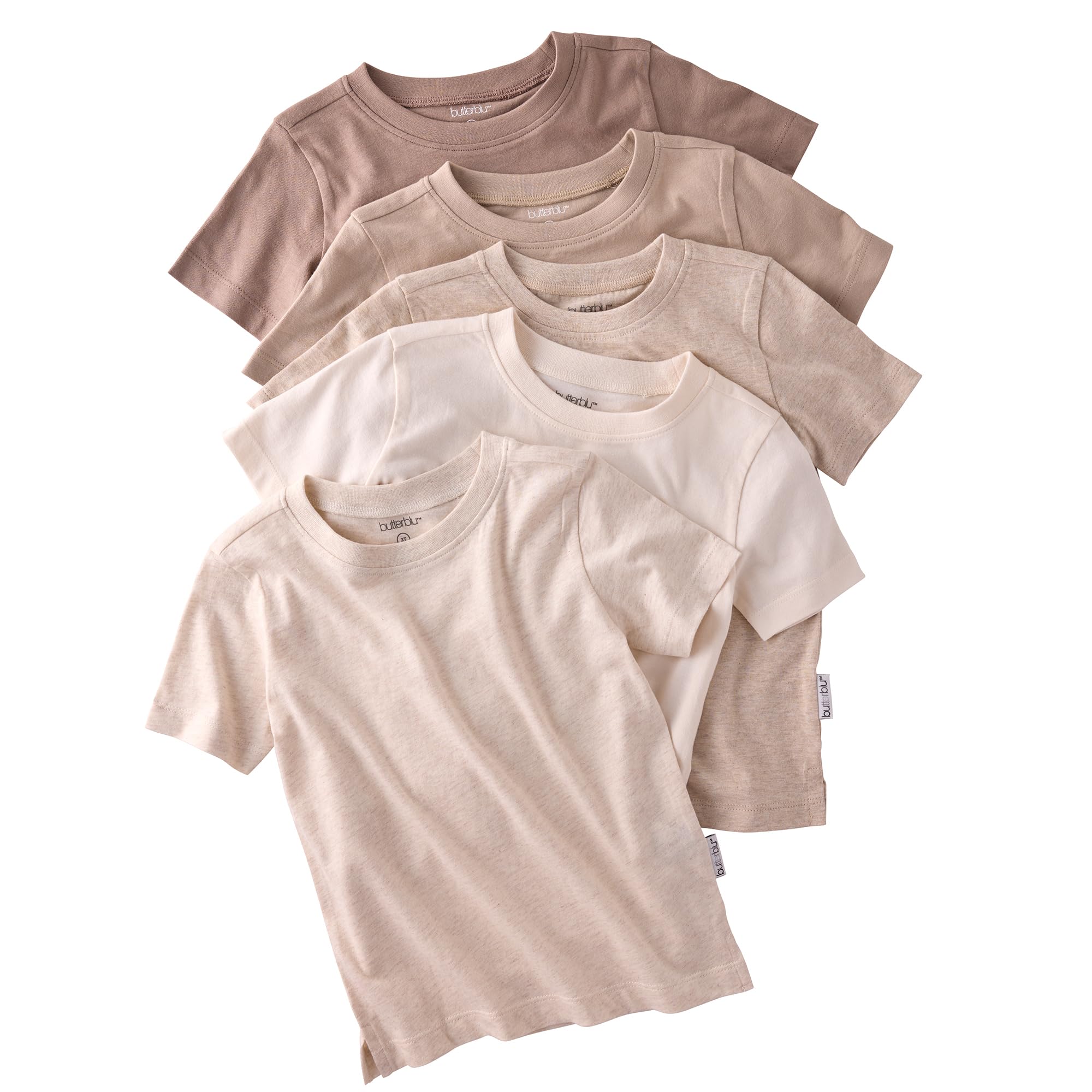 Photo 1 of Butterblu Taylor 5-Pack Short Sleeve T-Shirts? 100% Organic Cotton for Boys? & Girls, Natural, 6 Years