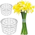 2 Pcs Floral Frogs & Kenzans - Ikebana Stem Holder, Bouquet Twister, Spiral Stem Holder for Flowers - Ideal for Arrangements, DIY Kits, and Ikebana Supplies (Clear, S+L)