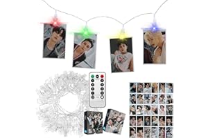 eTel Like Stray Kids Merch 4 Colors LED Clip Light with Big Photocards, Remote Control 10Ft 20LED and 30Pcs 3.1‘’x 4.7‘’ Lomo Card, Home Room Decoration for Gifts