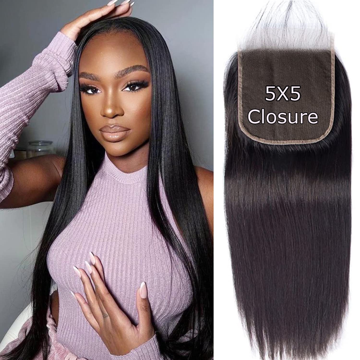 Closure Na Liangya Hair Hd Closure 5x5 Straight Closure 5x5 Transparent Lace ...