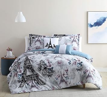 Amazon Com S L Home Fashion 5 Piece Paris Romance Lilac Blue
