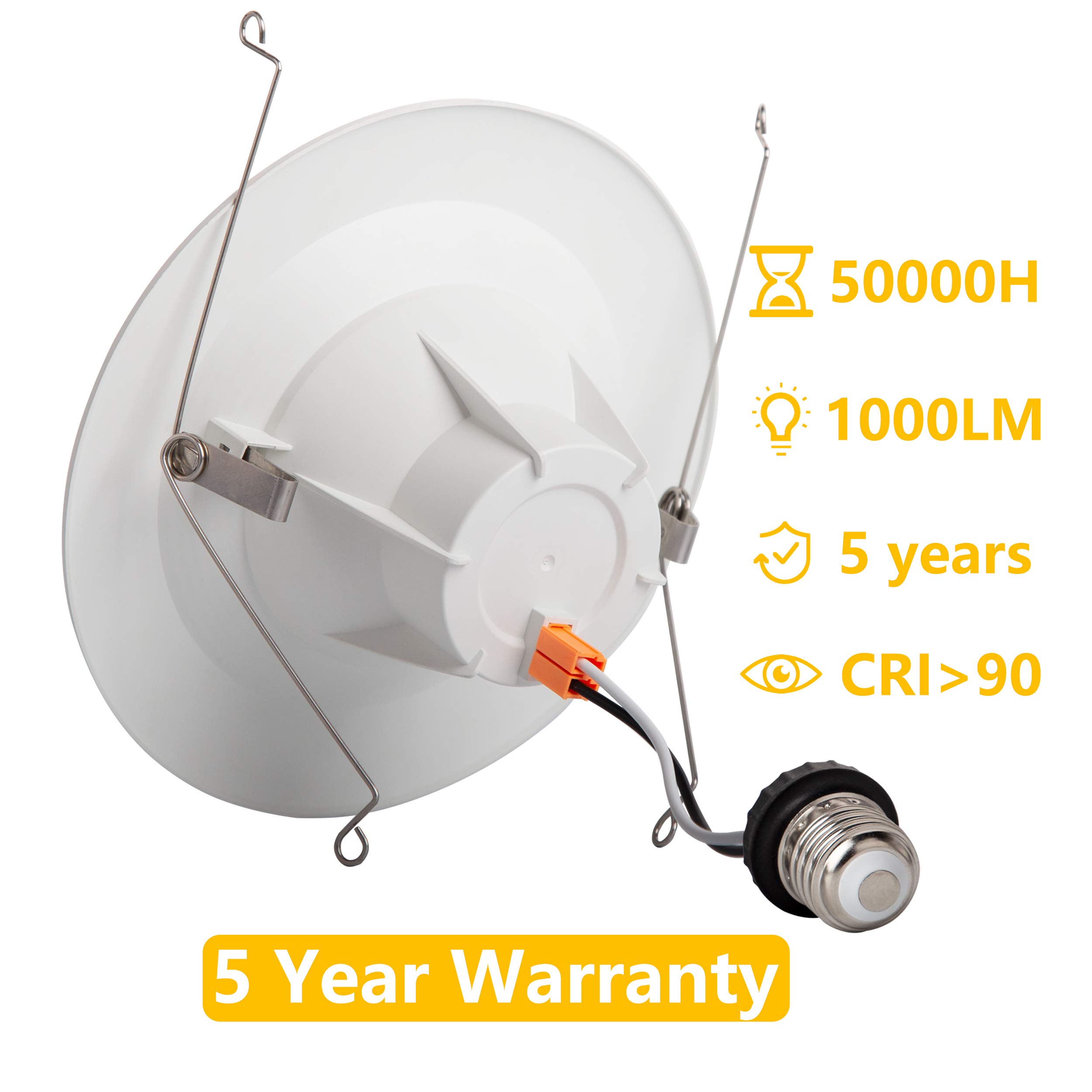 Bbounder Lighting 12 Pack 5/6 Inch LED Recessed Downlight, Baffle Trim, Dimmable, 13W=100W, 5000K Daylight, 1000 LM, Damp Rated, Simple Retrofit Installation - UL + Energy Star No Flicker