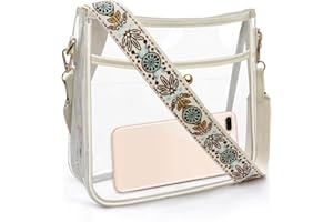COROMAY Clear Bag Stadium Approved, Crossbody Purse with Adjustable Strap, Leather Bag for Stadium Events