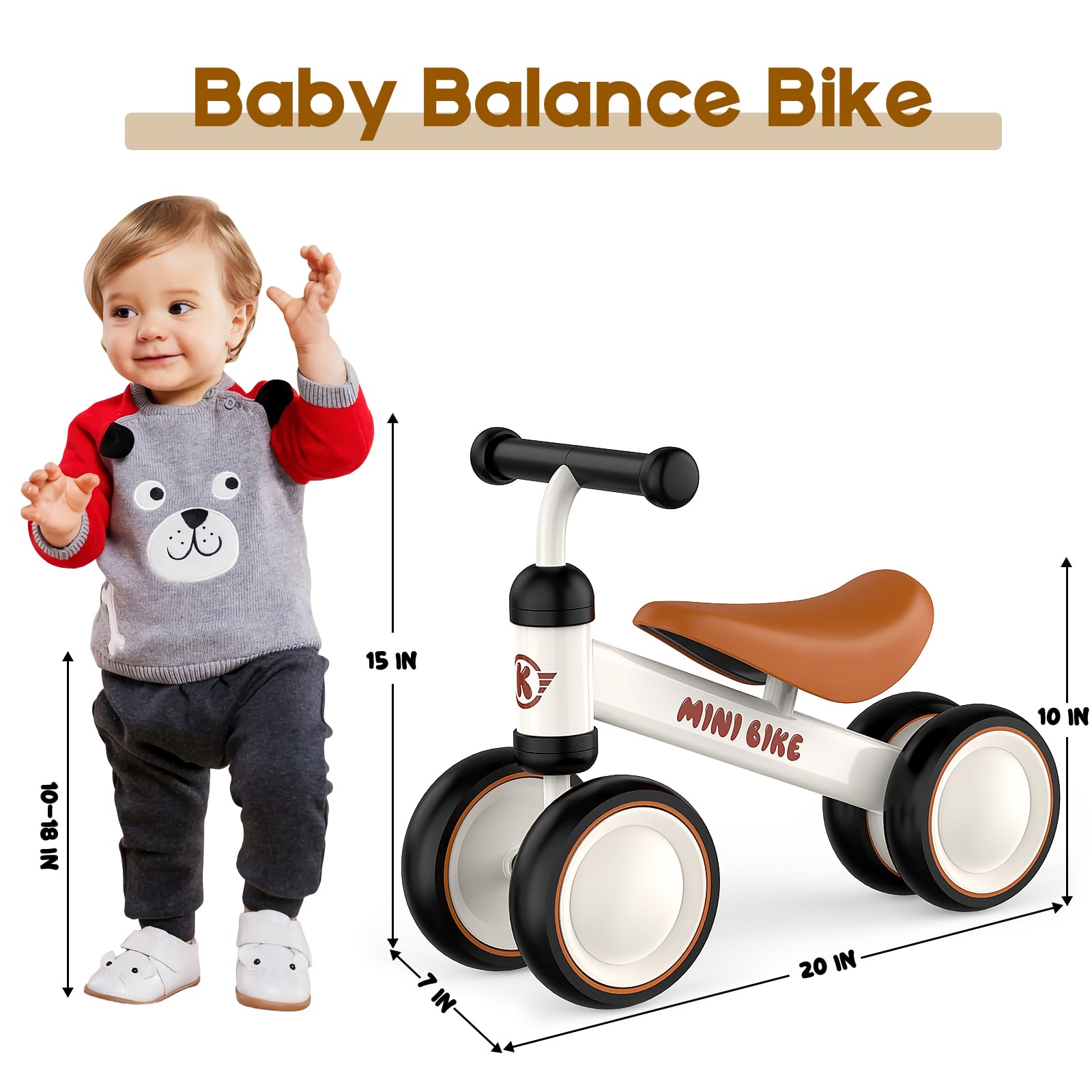 Baby Balance Bike for 1 Year Old Boys Girls Toddler Toys with 4 Wheels for Ages 12-24 Months - Toddler Balance Bike First Birthday Gifts | Ride On Toys for Boys & Girls