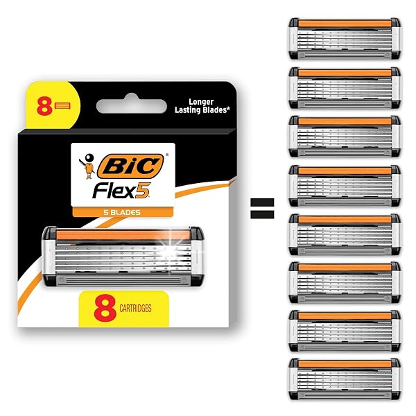 BIC FLEX 5 REFILLABLE RAZORS FOR MEN, LONG-LASTING...