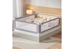 PurePapoose 3-Piece Twin Size Bed Rail for Toddlers - Height Adjustable Baby Bed Rail Guard with Headboard Rod,Safety Bed Rails for Twin Size Bed with Child Lock(39x74.8x74.8 Inch)
