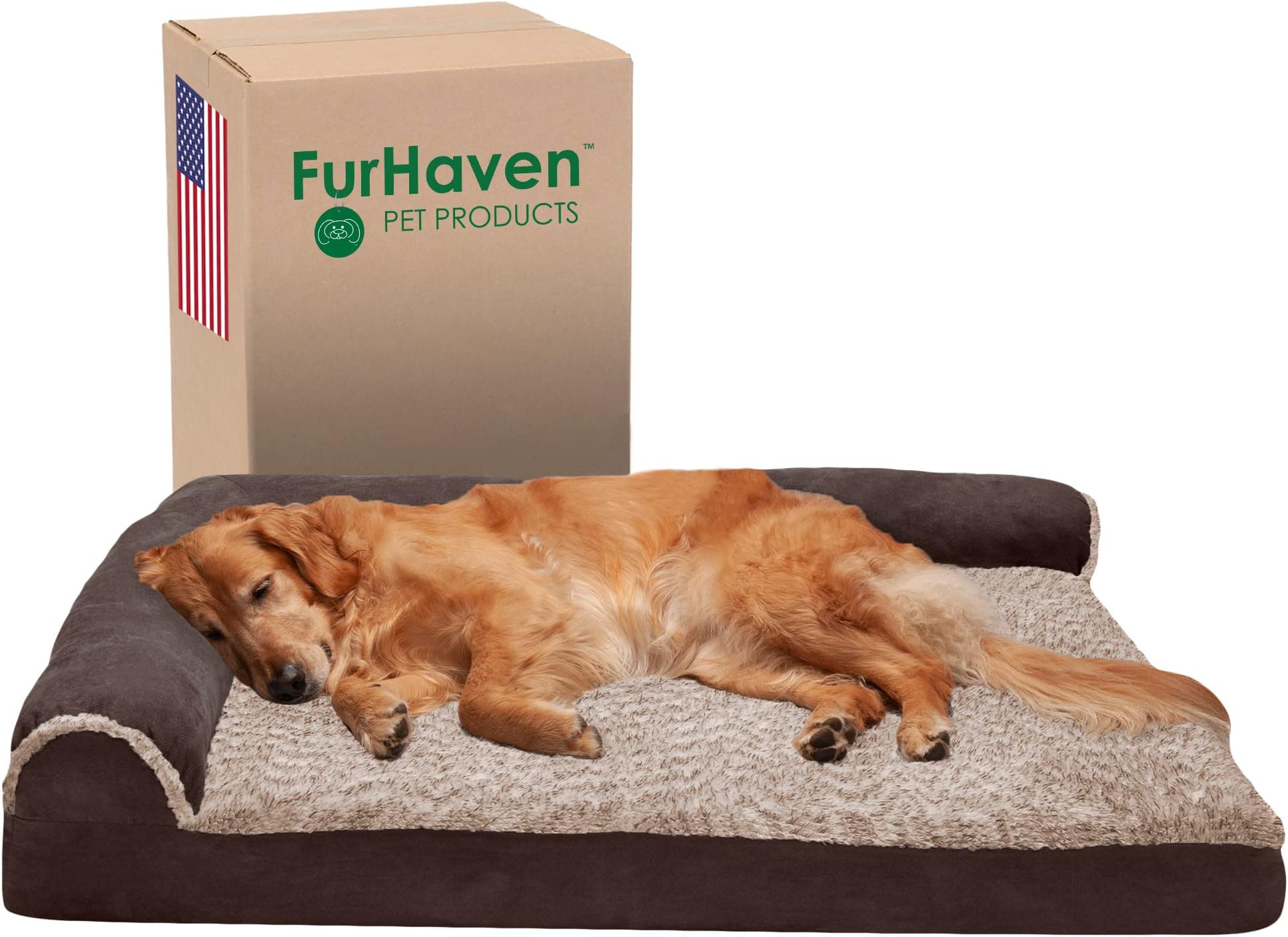 Furhaven XL Memory Foam Hundebett – L-Form, Waschbar, Steingrau, Jumbo