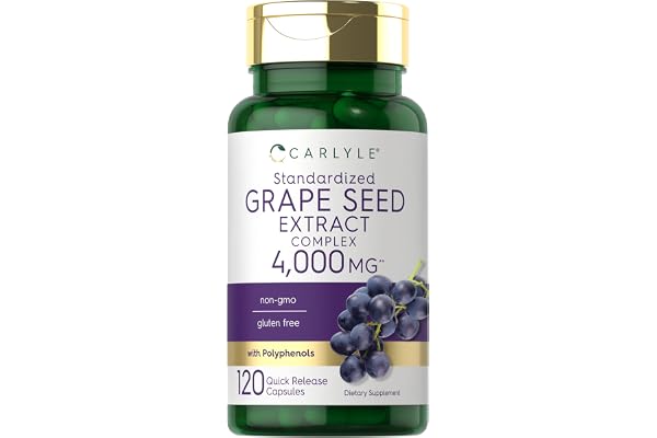 Carlyle Grape Seed Extract 4,000mg | 120 Quick Release Capsules | Standardized Extract Complex with Polyphenols | Non-GMO, Gl