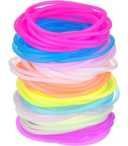 GOGO 100pcs Jelly Jelly Bracelets Assorted Rubber Bracelets | Thin Luminous Bracelet 8 Black Gummy Bracelet Assorted Ideal for Youth