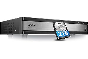 ZOSI H.265+ 16Channel Full 1080P Video Security DVR Recorder with 2TB Hard Drive,16CH Hybrid 4-in-1 Surveillance CCTV DVR for