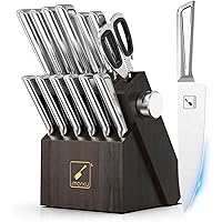 Knife Set, imarku 14 PCS Knife Sets for Kitchen with Block Japanese Stainless Steel Kitchen Knife Set with Built-in Sharpener