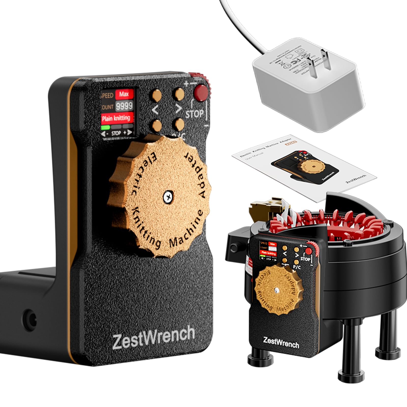 Photo 1 of ZestWrench Electric Knitting Machine Adapter for Addi Express Knitting Machine 22, LCD Panel & Row Counter,Variable Speed Motor Accessories for Most Yarns,Flat/Circular Dual Mode Knitting