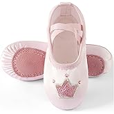 TRIPLE DEER Ballet Shoes for Girls, Satin Dance Practice Slippers Split Soft Leather Flat Sole Yoga Gymnastics Shoes (Toddler/Little/Big Kid)