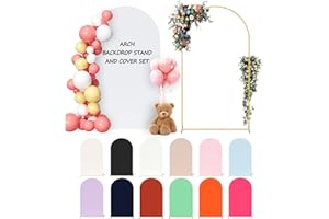 Neatsure Arch Backdrop Stand and Cover Set, 7.2FT Metal Photo Balloon Arch Backdrop Stand for Wedding Birthday Party Baby Shower Ceremony Graduation Decoration, White