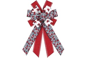 ABTOLS Large Ladybug Bows for Wreath, Black White Buffalo Plaid Wreath Bows Red Insect Bows for Front Door, Ladybird Floral Burlap Ornament Tree Topper Bows for Home Indoor Outdoor Decor