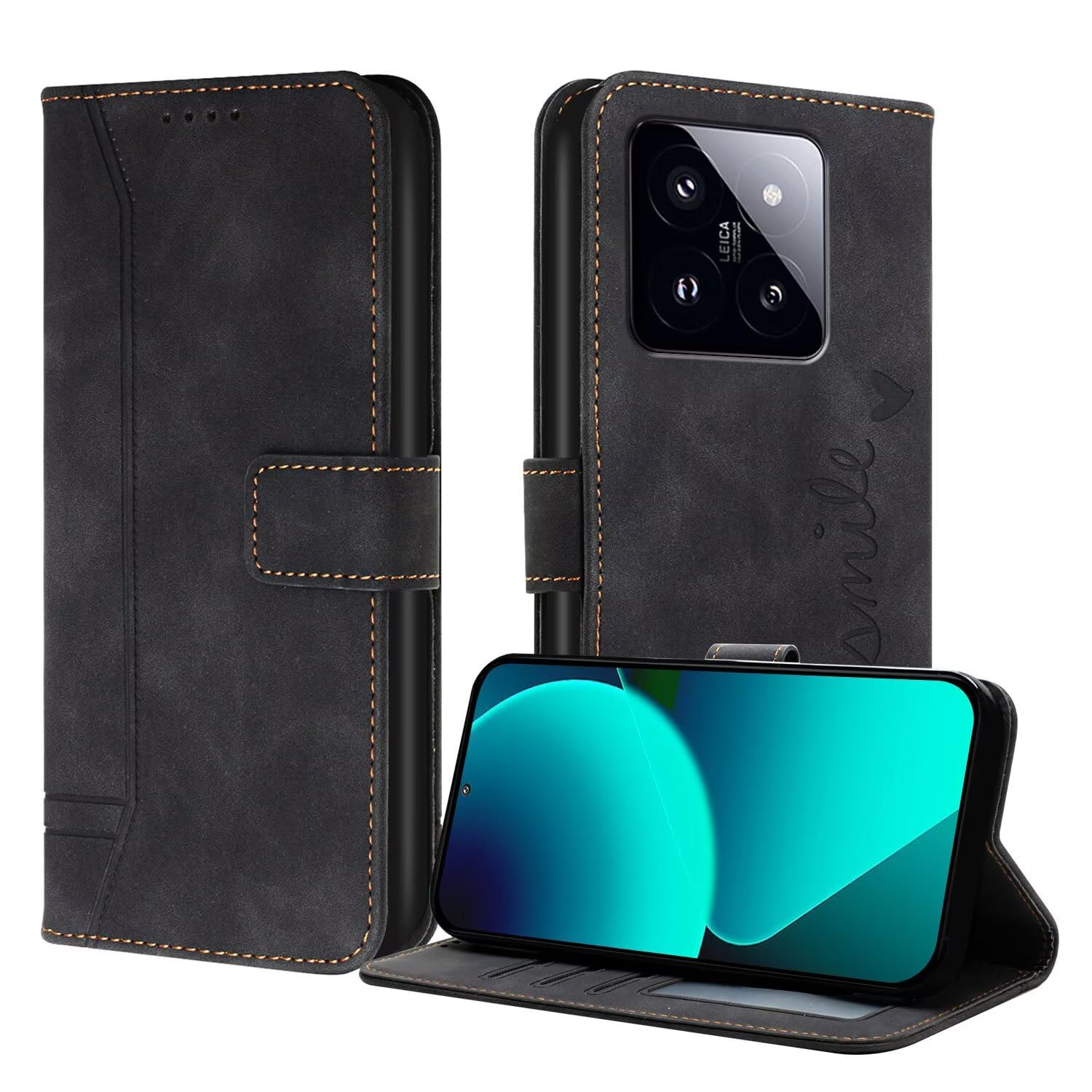 GoodcAcy for Xiaomi 14 Pro Case Leather Wallet Book Flip Folio Stand View Magnetic Closure with Card Slots Cover Case Compatible with Xiaomi 14 Pro (Black)