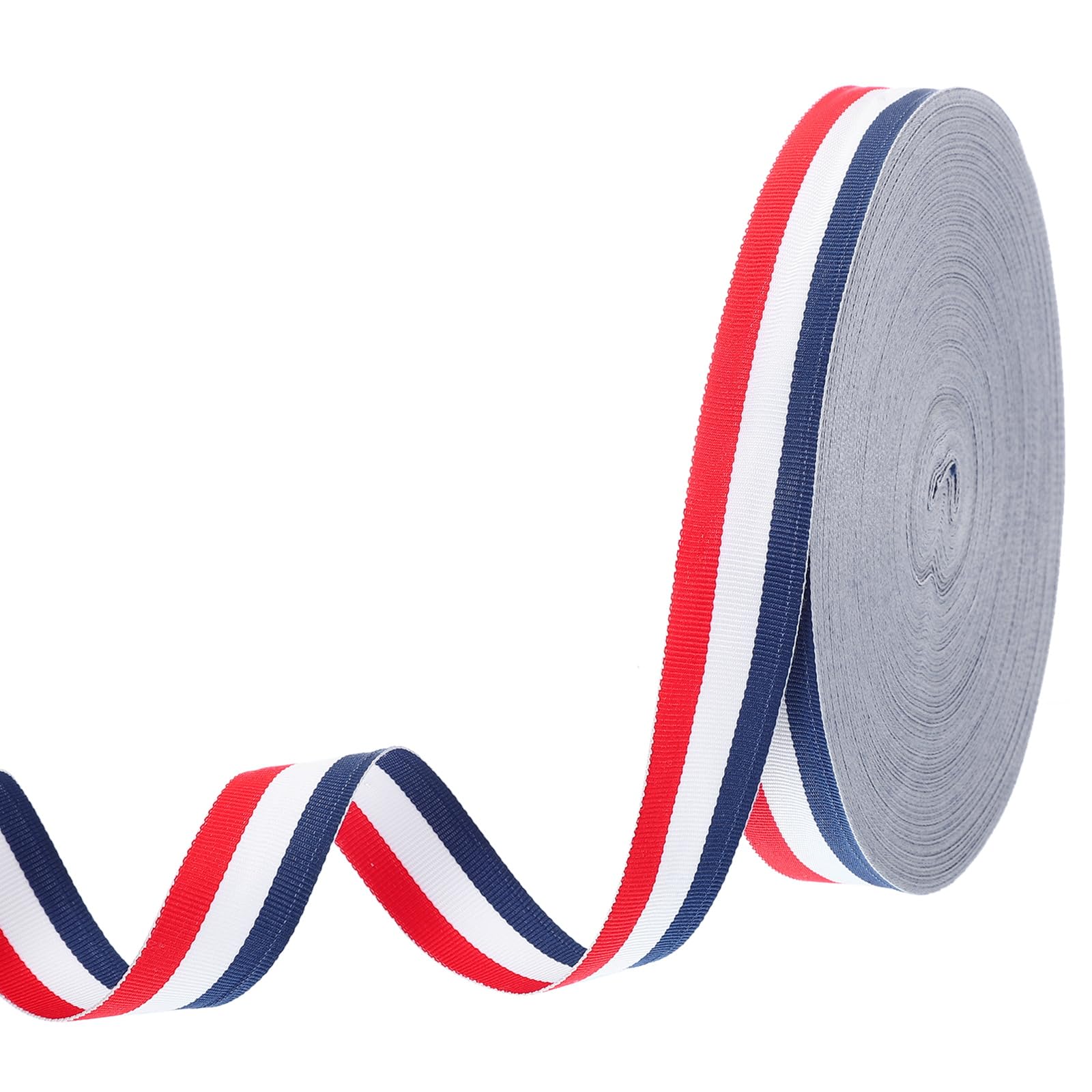 PATIKIL 1" Red White Navy Striped Grosgrain Ribbon, 55 Yard Polyester Fabric Stripe Craft Ribbon Double Faced Design for Bow Gift Wrapping DIY Making Garment Christmas Decorations