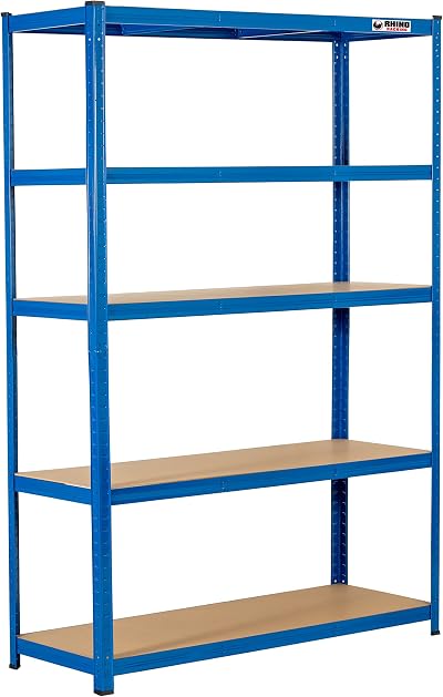 Rhino Racking 5 Tier Heavy-Duty Industrial Shelves Blue 180x120x45cm
