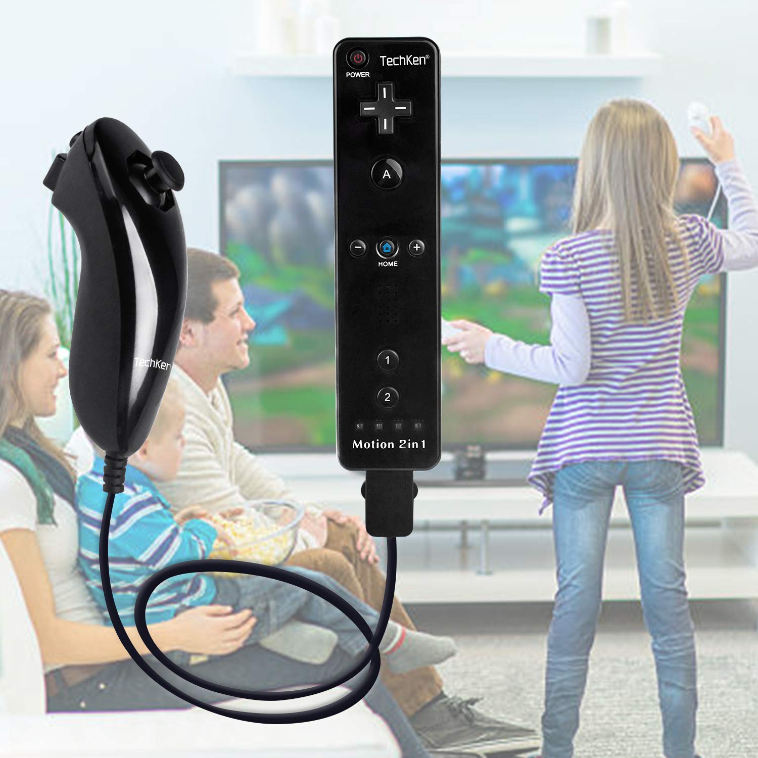Motion Plus Wii Controllers 2Packs with Nunchucks, Wii Remote Controllers Compatible for wii and Wii U with Built in Motion Plus