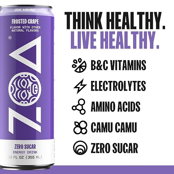 ZOA ZERO SUGAR ENERGY DRINKS WITH ELECTROLYTES, VITAMIN C, AMINO ACIDS, B-VITAMINS, MADE WITH GREEN TEA CAFFEINE, SUGAR-FREE VARIETY PACK- FOUR FLAVORS, 12 FL OZ CANS (12-PACK)
