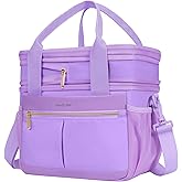 Hedcaw Lunch Box for Women Double Deck Insulated Lunch Bag Women Expandable Leakproof Reusable Lunch Cooler Bag for Work, Office, Picnic, Purple