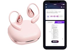 OEQ AI Translator Earbuds Real Time with Charging Case Powered by ChatGPT,3 in 1 Language Translator Device with 100+Language Real Time Two Way for iOS and Android,Ideal for Travel/Business,Pink