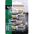 SYLVANIA Incandescent Light Bulb, C7, 4W, Candelabra Base, 15 Lumens, 2850K, Non-Dimmable, Clear, Soft White - 4 Pack (13549)
