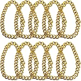 DICOSMETIC 10Pcs Big Chunky Gold Chain Men's Chunky Necklace Hip Hop Rapper Fake Gold Chain Costume Necklaces Accessories for 80's 90's Costume Dress Up Party Props, 78cm