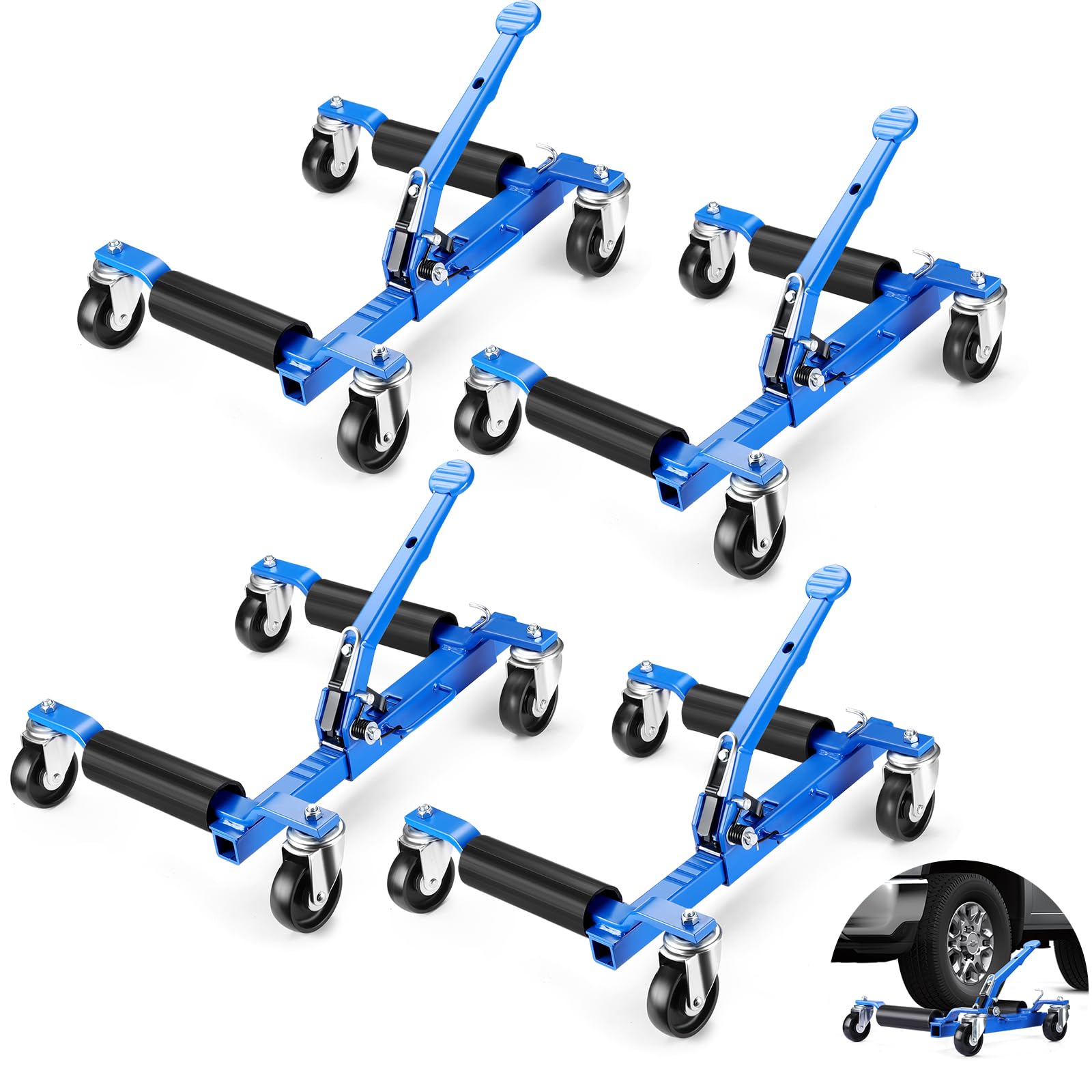 Photo 1 of GarveeTech 4 PCS Car Wheel Dolly with Tire Jack, Trailer Dolly for Vehicle Positioning, 6000 LBS Capacity Car Skates, Car Dolly Jack for Auto Repair Moving