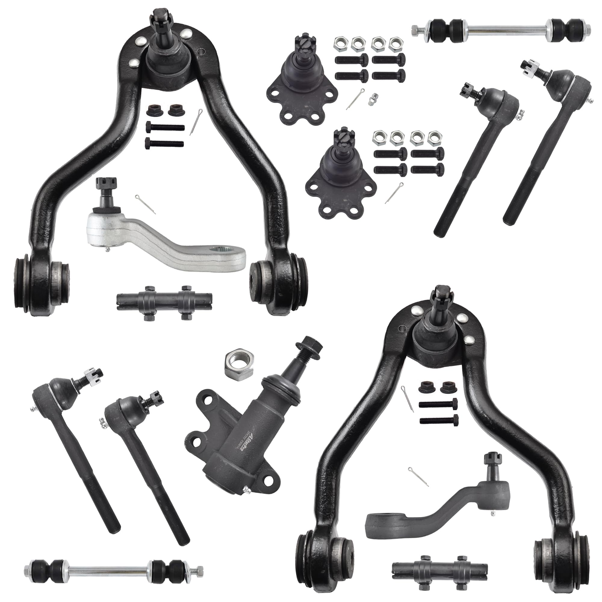 Photo 1 of (PARTIAL SET) (ARMS ONLY) ASTARPRO 15pcs Suspension Kit Front Upper Control Arms and Lower Ball Joint/Tie Rod End Inner and Outer Sleeve/Sway Bar/Pitman and Idler arm Compatible with 1993-1999 GMC Chevy Tahoe Yukon K1500 K2500