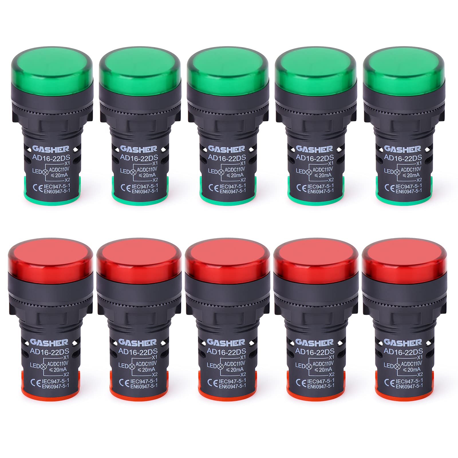 GASHER 12V/24V/110V 20mA Energy Saving Indicator