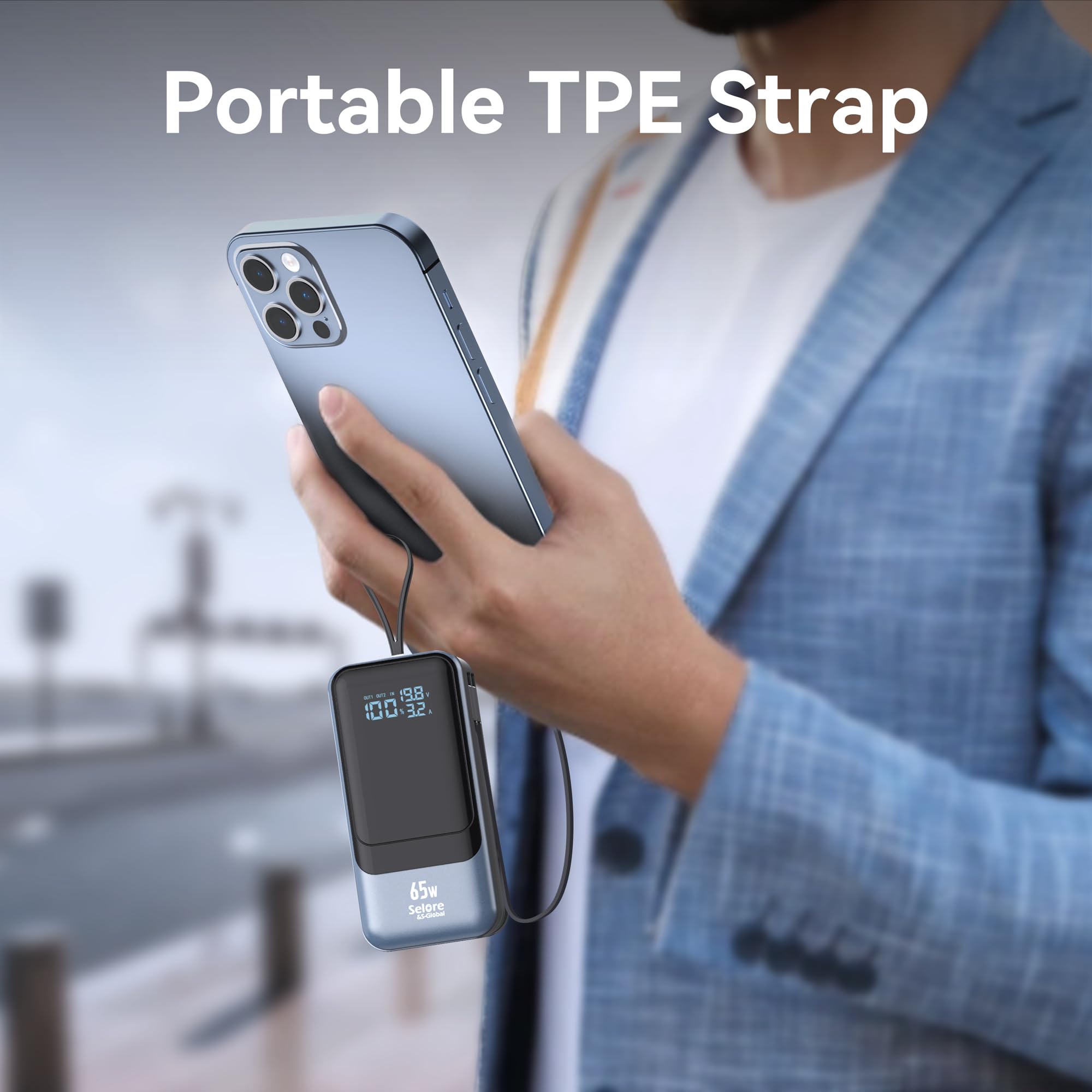 Selore&S-Global Power Bank, 65w Powerbank USB C, Externe Handyakkus Schnellladefunktion mit Kabel, Akkupack 4 Anschlüsse für iPhone 17 16 15 14 Galaxy Laptop MacBook Surface Go iPad Steam Deck Drohne 7