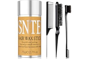 SAMNYTE Slick Back Hair Brush & Hair Wax Stick Set - Tames Frizz & Smooths Flyaways - Sleek Ponytails, Buns, Edges - Styling Cream/Gel/Balm/Pomade Stick for Women - Styling Accessories for Girls & Kids