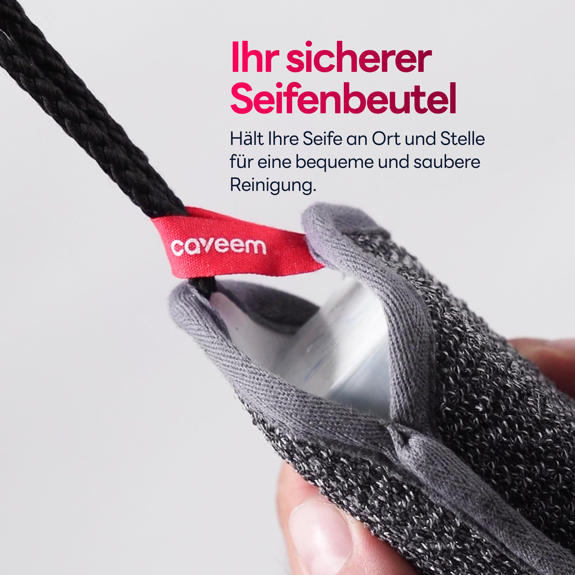 Seifenspender-Tasche mit Rauer & Sanfter Peeling-Oberfläche, Netzbeutel für Seifenstücke zur Körperreinigung, Waschbeutel mit Griff für Dusche und Bad (2er Pack) 5
