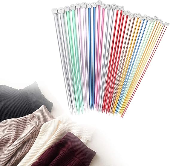 15pcs Knitting Needles Set Straight Single Pointed Knitwear Yarn Needle Beginners