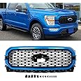 SAIQINGSP Front Grill Compatible with 2021 2022 2023 F-150 XL XLT Velocity Blue Frame&Black Honeycomb Inset Replace For ML3Z-8200-LBPTM