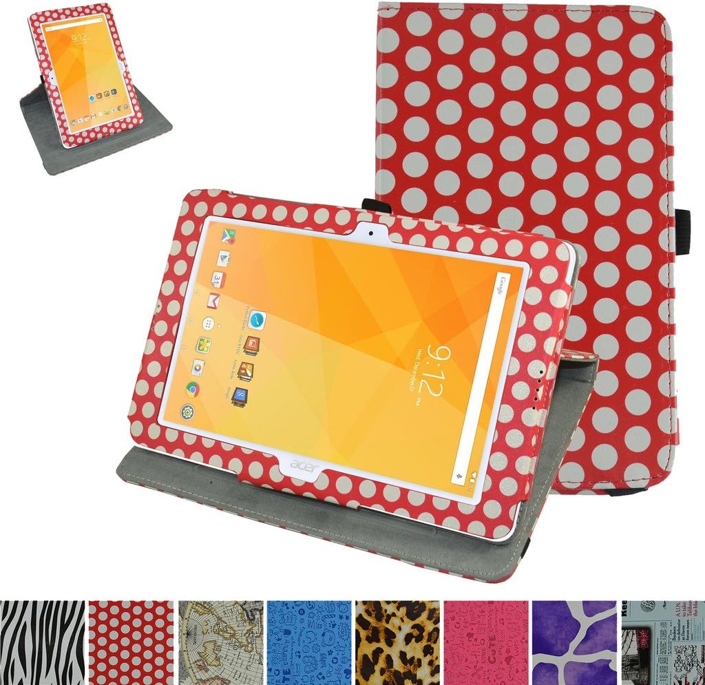 Acer Iconia One 10 B3-A20 Rotating Case,Mama Mouth 360 Degree Rotary Stand with Cute Cover for 10.1" Acer Iconia One 10 B3-A20 Android Tablet,Polkadot Red
