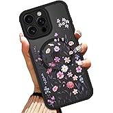 OOK Case for iPhone 15 Pro 6.1 Inch (Compatible with MagSafe) Floral Flowers Design Translucent Phone Cover Soft TPU + Hard PC Anti-Scratch Shockproof Magnetic Cute Case for Women