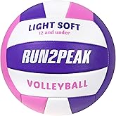 RUN2PEAK Light Soft Volleyball - Light Volleyball Designed for Beginners Kids Youth Teen - Lightweight Volleyballs for Indoor Outdoor Beach Backyard Official Size 5 Training Volley Ball
