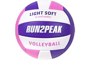 RUN2PEAK Light Soft Volleyball - Light Volleyball Designed for Beginners Kids Youth Teen - Lightweight Volleyballs for Indoor Outdoor Beach Backyard Official Size 5 Training Volley Ball