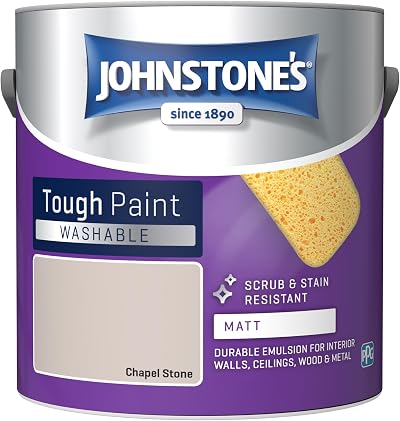 Johnstone's Washable Matt Emulsion Paint Chapel Stone 2.5L Highly Durable Stain