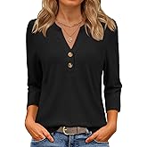 ATHMILE Long Sleeve Shirts for Women 2026 Fall Outfits Henley Dressy Casual Tops Trendy Blouses Cute T-Shirts Fashion Clothes