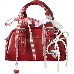 MakeMeChic Women's Y2k Bow Satchel Handbag Leather Pearl Top Handle Shoulder Bag Party Bag