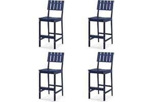 Homenjoy Patio Bar Stools Set of 4, HDPE Weather Resistant Tall Adirondack Chair, Heavy Duty Bar Height Adirondack Chairs with Footrest, 27.8 inch High Balcony Chair for Deck Pool Backyard, Navy